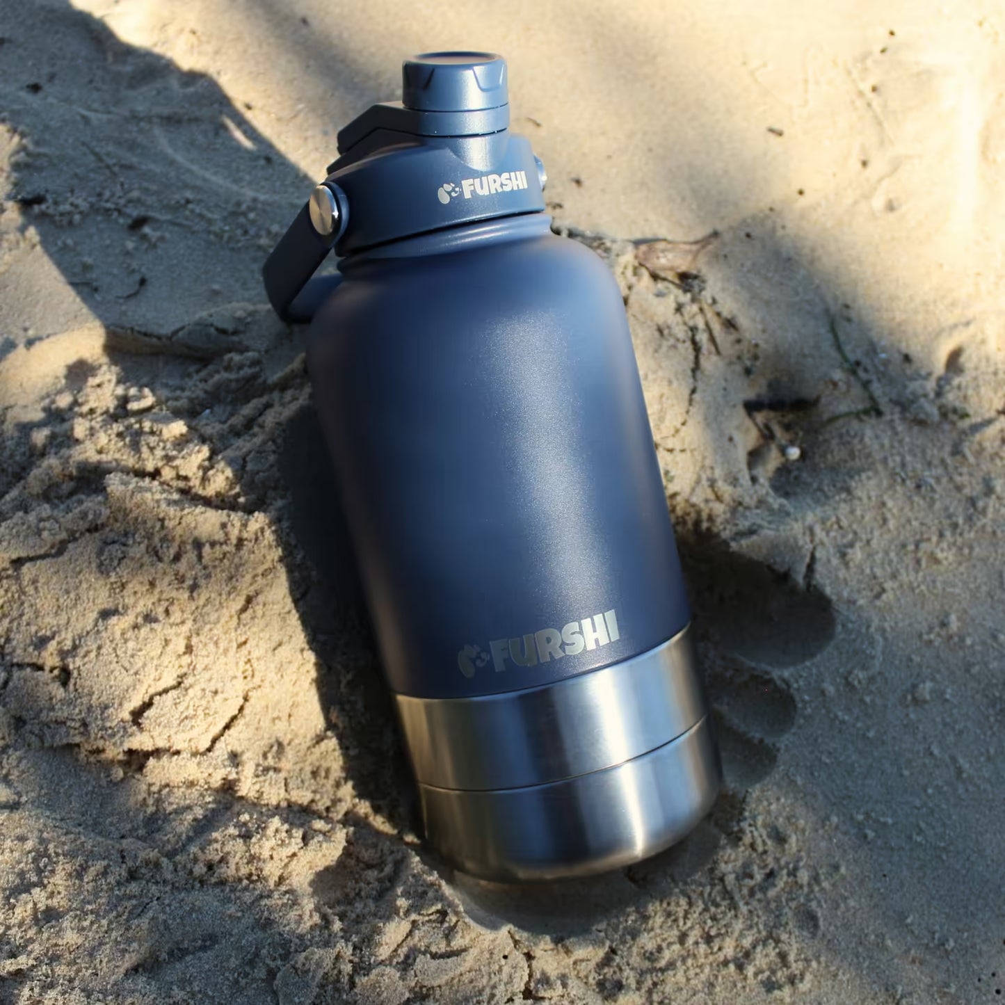 Navy Furshi Pet Owner and Dog Water Bottle