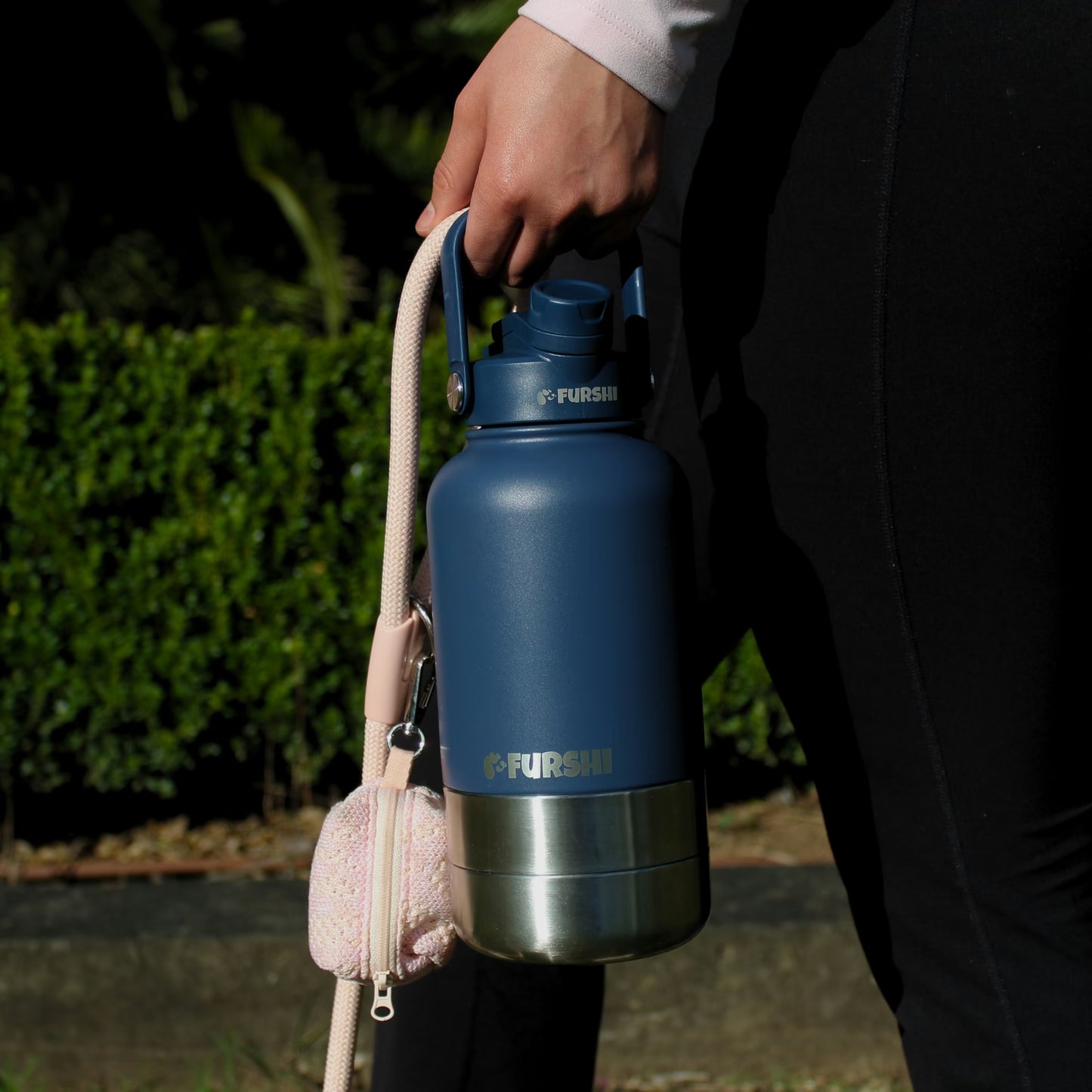 Navy Furshi Pet Owner and Dog Water Bottle