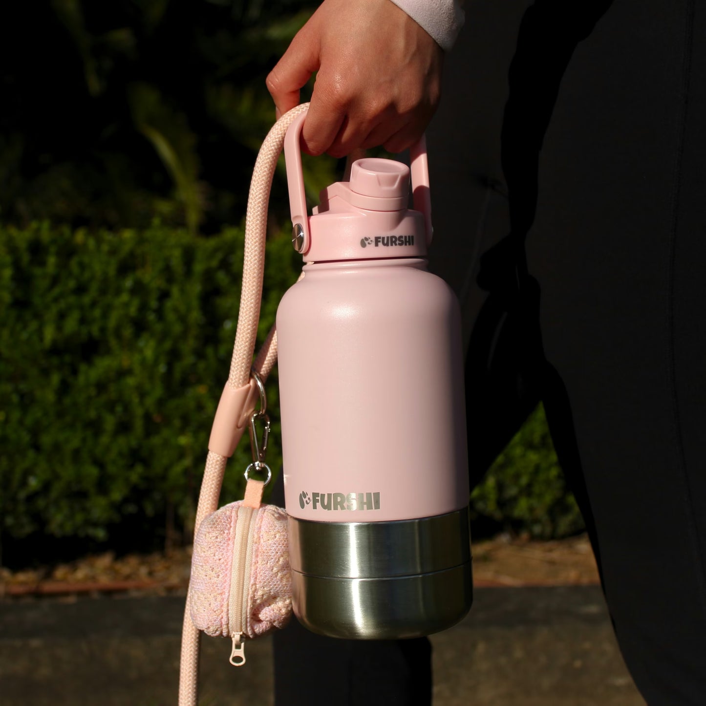 Pink Furshi Pet Owner and Dog Water Bottle