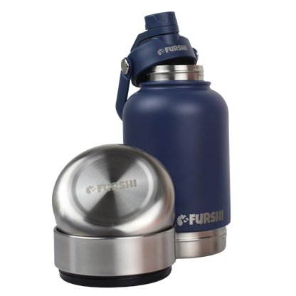 Navy Furshi Pet Owner and Dog Water Bottle