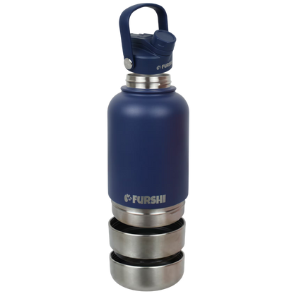 Navy Furshi Pet Owner and Dog Water Bottle