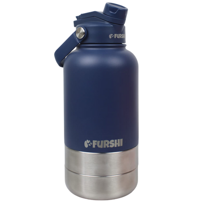 Navy Furshi Pet Owner and Dog Water Bottle
