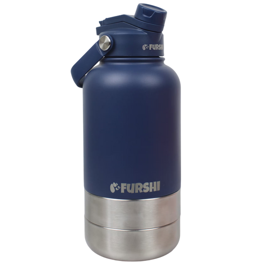 Navy Furshi Pet Owner and Dog Water Bottle