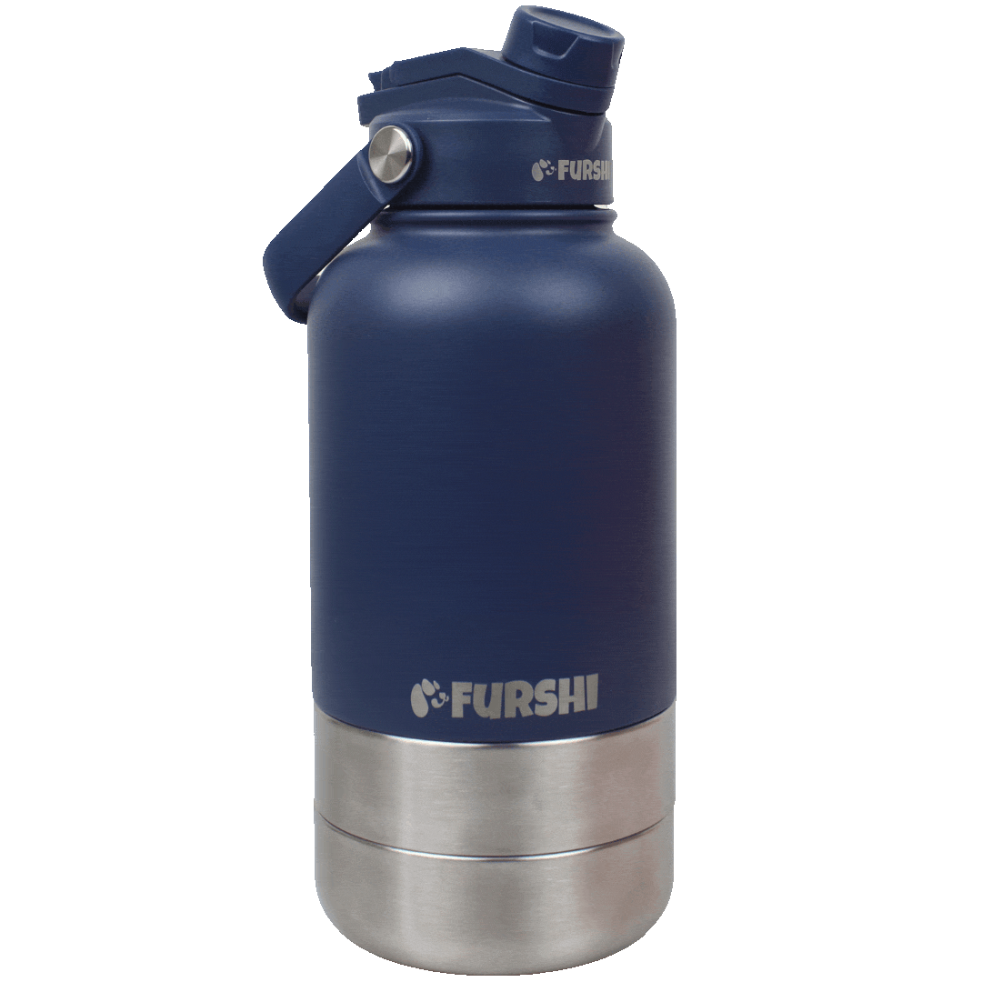 Navy Furshi Pet Owner and Dog Water Bottle