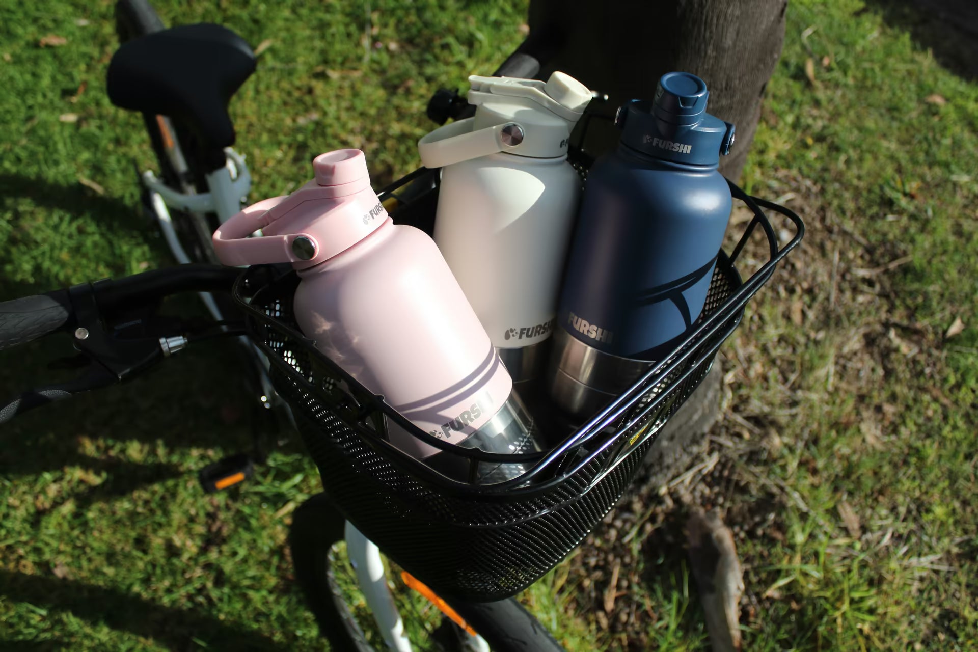 Dog enjoying the Furshi 3-in-1 water bottle